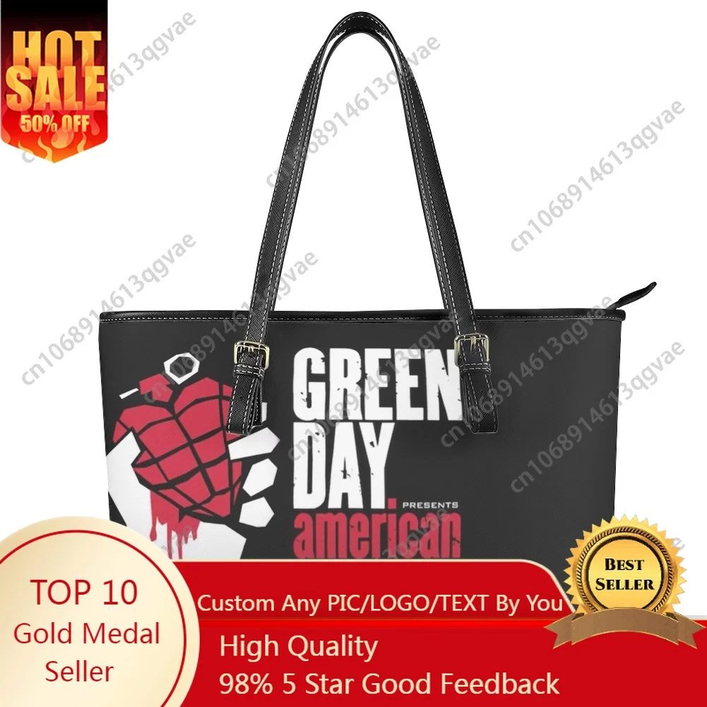 

Green Day Punk Rock Band Custom Handbag Womens Mens Personalized Tote Bag Shoulder Bag Business Leather Purse Travel Bag