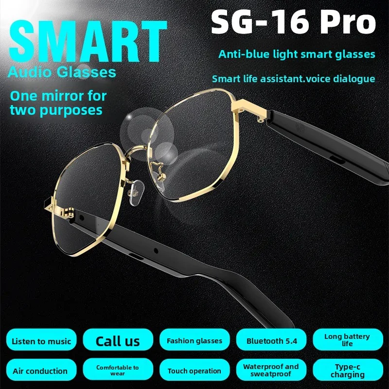 Bluetooth smart glasses - AI multilingual translation - Smart Bluetooth glasses for listening to music and making calls