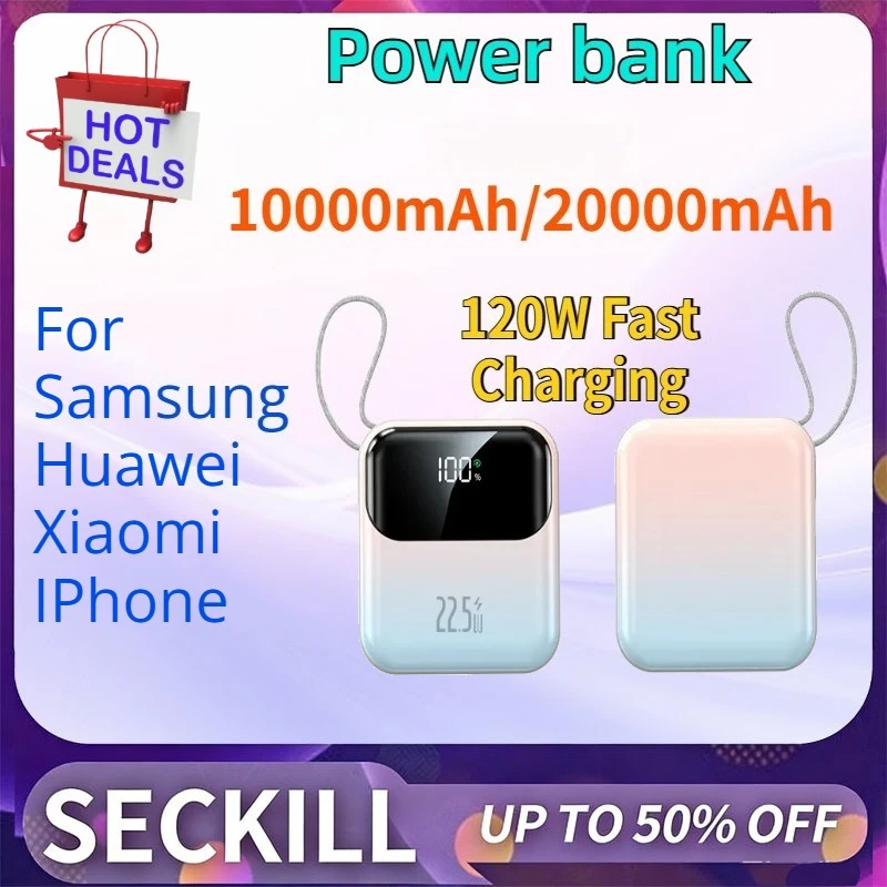 

High-Quality New 20W 10000mAh/20000mAh Power Bank 120W Fast Charging for Samsung Huawei Xiaomi IPhone Series