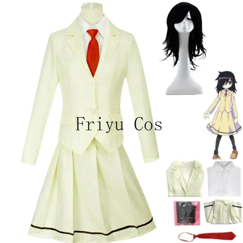 Anime Watashi Ga Motenai No Wa Dou Kangaetemo Omaera Ga Warui WataMote Kuroki Tomoko Cosplay peluca mujer uniforme escolar
