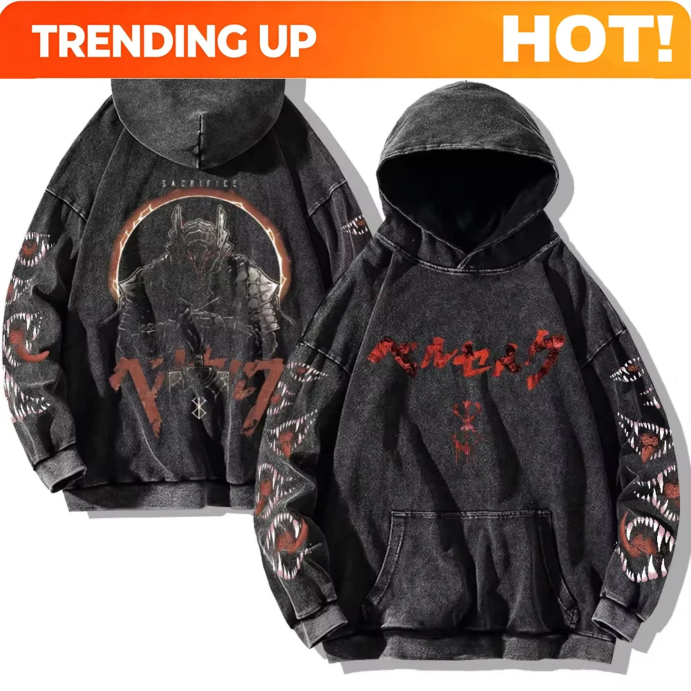 Custom Custom Gothic Vintage Washed Hoodies Teeth Funny Printed Sweatshirts Harajuku Retro Long Sleeve Pullover Men Women