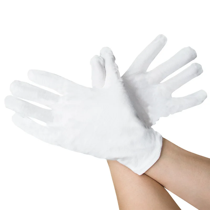 1 Pair White Cotton Gloves Full Finger Men Women Waiters/drivers/Jewelry/Workers Mittens Sweat Absorption Gloves Hands Protector