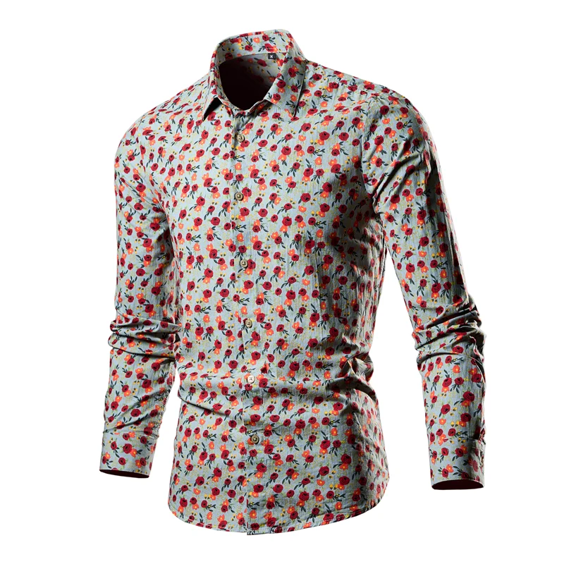 Camisa floral fresca de manga longa para homens e mulheres, botão de linha única, lapela, impressa em 3D, tamanho grande, 4 estações, moda 2024