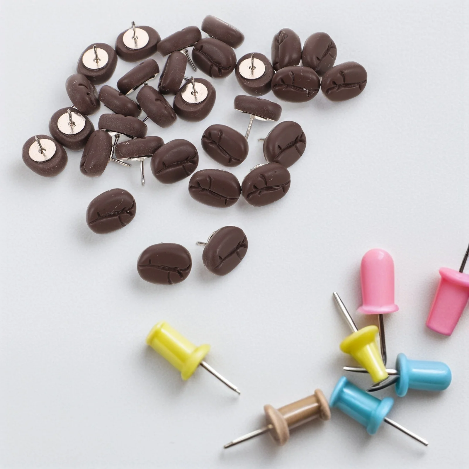 

30Pcs Decorative Pushpins Resin Coffee Bean Tacks for Cork Board Bulletin Board Picture Hanging Office Home School Use
