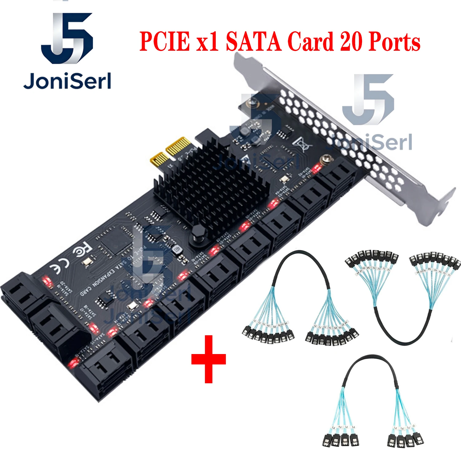 20-Port SATA Expansion Card (PCIe 3.0 x1 to 6Gbps SATA Card), Compatible with Windows/Mac/Linux/NAS