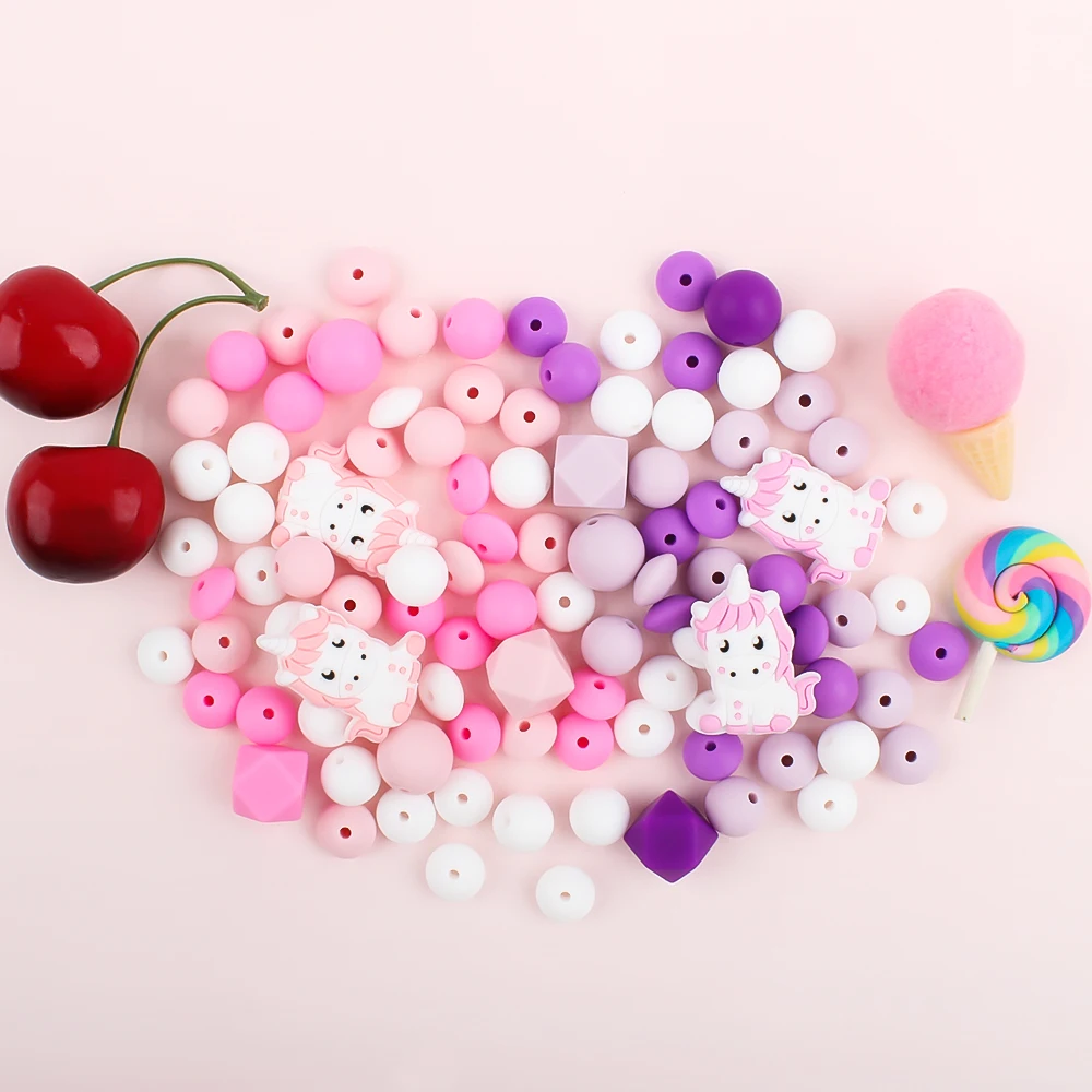 50Pcs/Set Silicone Beads Big Nose Unicorn Shape Jewelry Accessories Toys Set For DIY Bracelets Pacifier Chain Desirable Wacky