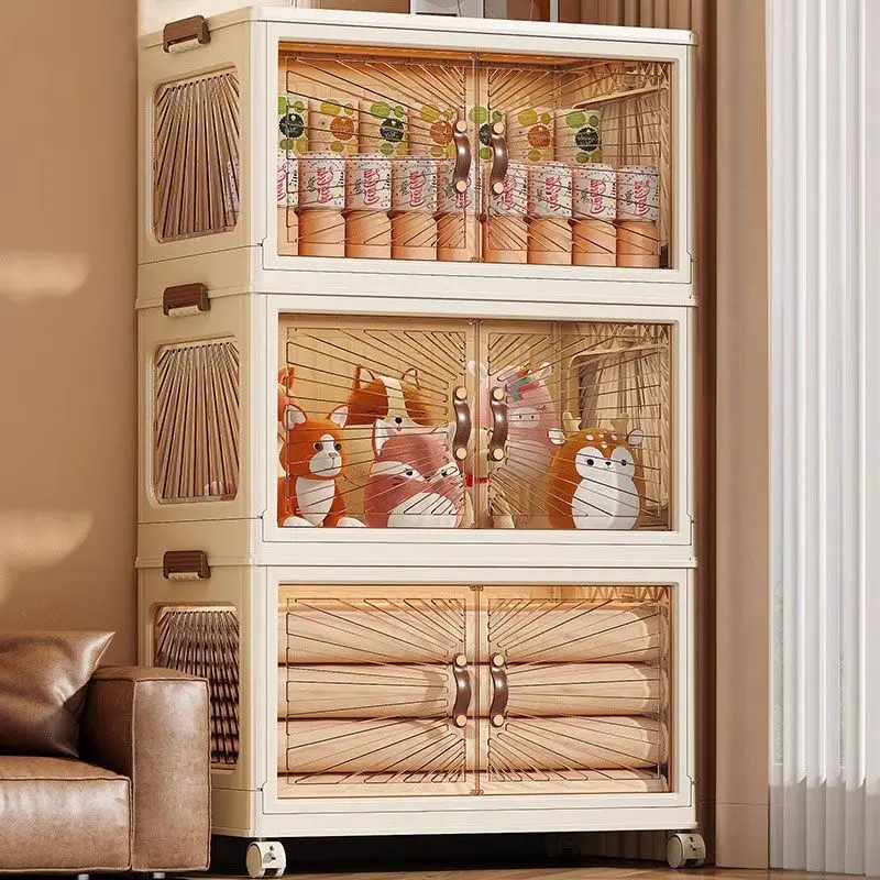 Foldable Storage Cabinet Wardrobe Organizer Closet Cabinets Installation Free Storage Bins Clothing And Toys Container Box