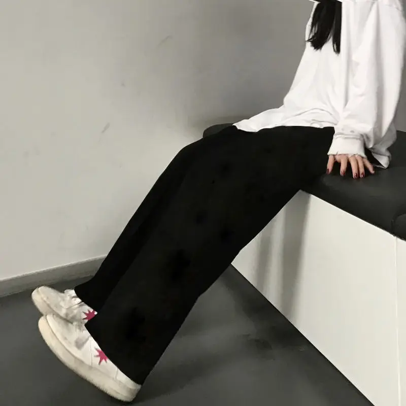 Pantalones de pierna ancha para Mujer, Pantalones básicos que combinan con todo, gran oferta, para estudiantes, Harajuku, clásico, holgado, liso, Unisex, moda Popular Ins Mujer