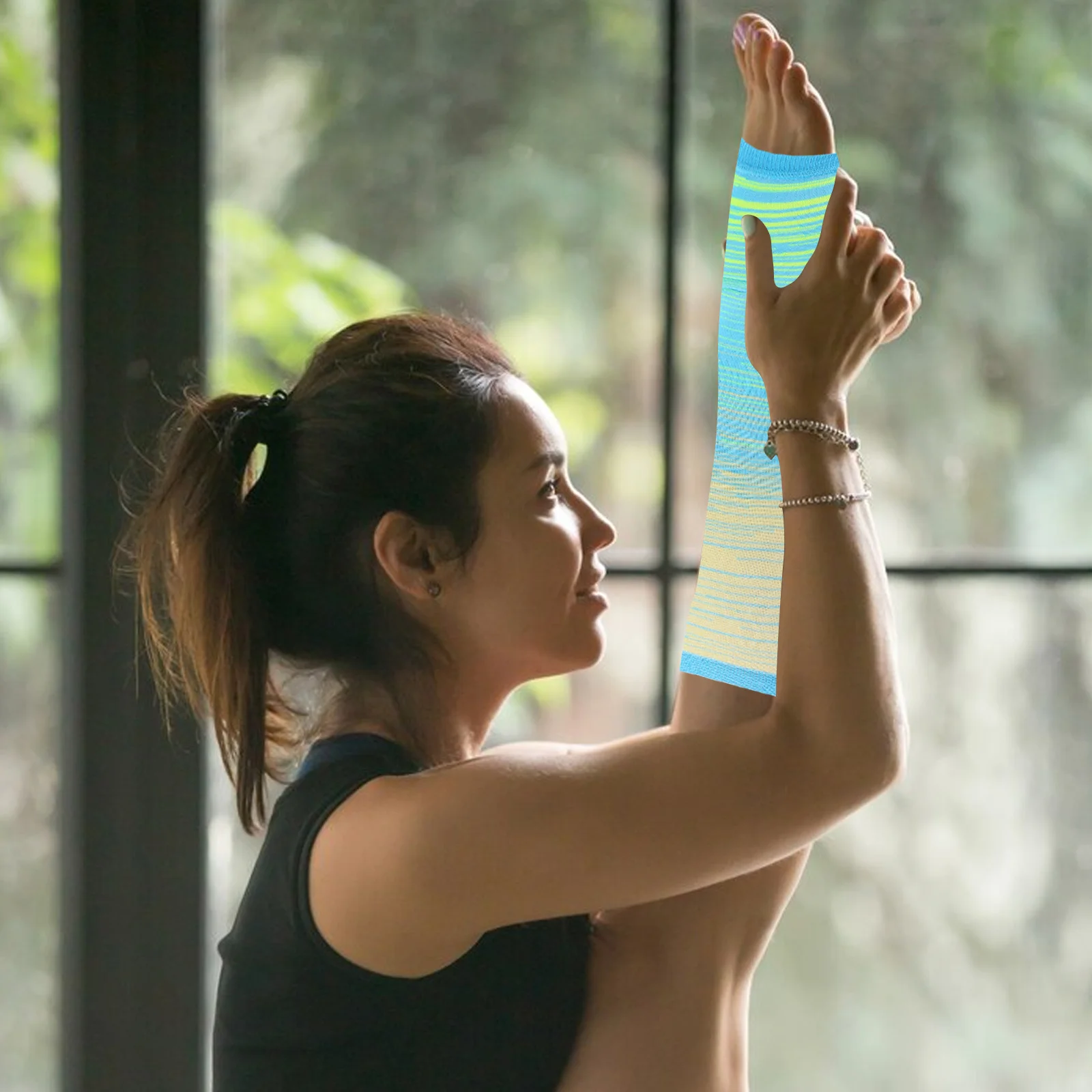 2Pairs جوارب ضغط بدون أكمام تنفس أنبوب طويل العجل دعم أصابع مفتوحة اللياقة البدنية الجوارب للنساء الرجال الممرضات الحوامل L