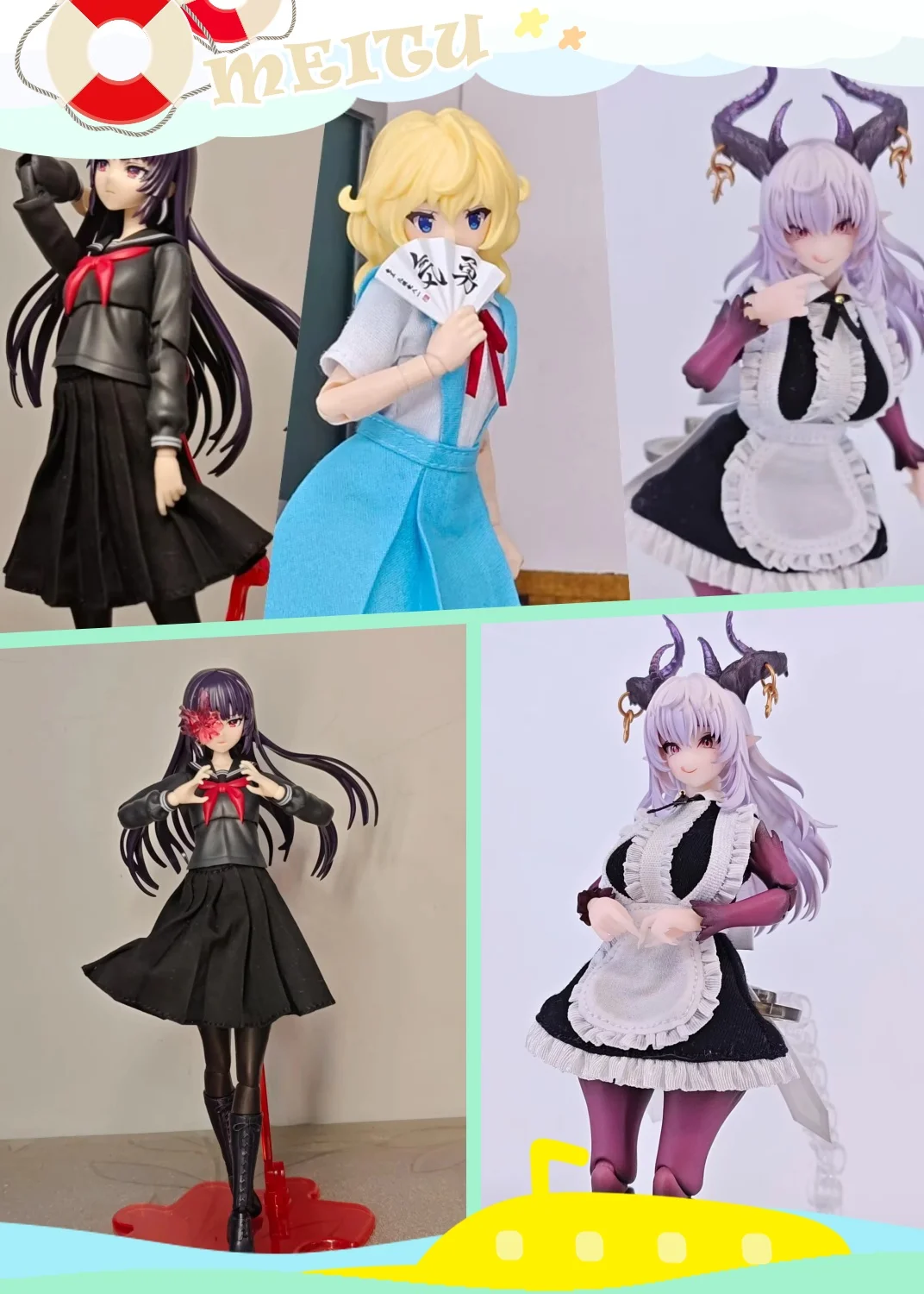 

【No Figure】1/12 Scale Female Soldier Clothing Accessories Cotton Skirt Pinafore Dress Maid Outfit Fit 6'' Action Figure Model