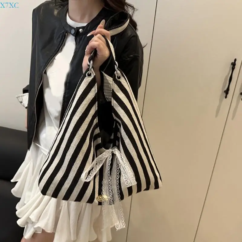 X7XC bolso mano para mujer, elegante bolso para axila, bolso hombro a rayas, bolso sencillo para ir trabajo, bolso para