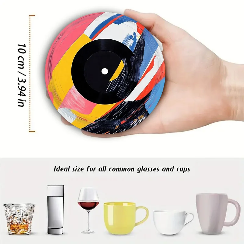 4 Pieces Tape Pattern Printed Coasters, Suitable for Daily Family Party Decoration, Office, Non-Slip Wooden Coasters