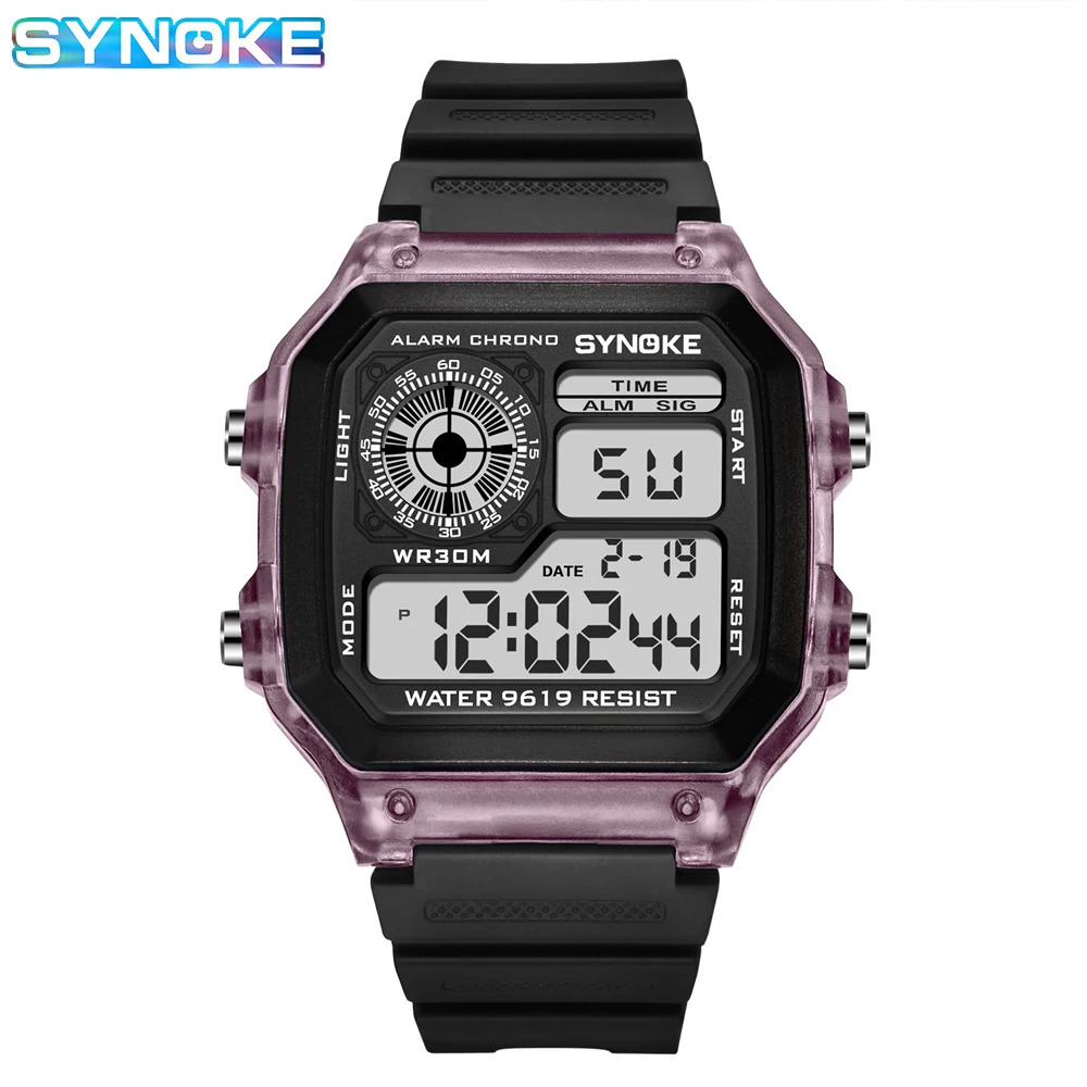 Watches For Men Waterproof Digital SNOKE 9619D Sport Watches Mens Multifunction Waterproof Transparent Case Clock Wristwatch