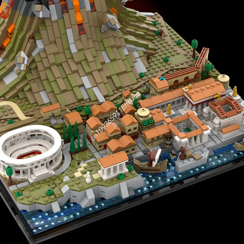 2539 قطعة MOC Vesuvius Pompeii نموذج معمار لعبة مكعبات البناء تجميع لتقوم بها بنفسك التعليم الإبداعي هدايا عيد الميلاد عيد الميلاد