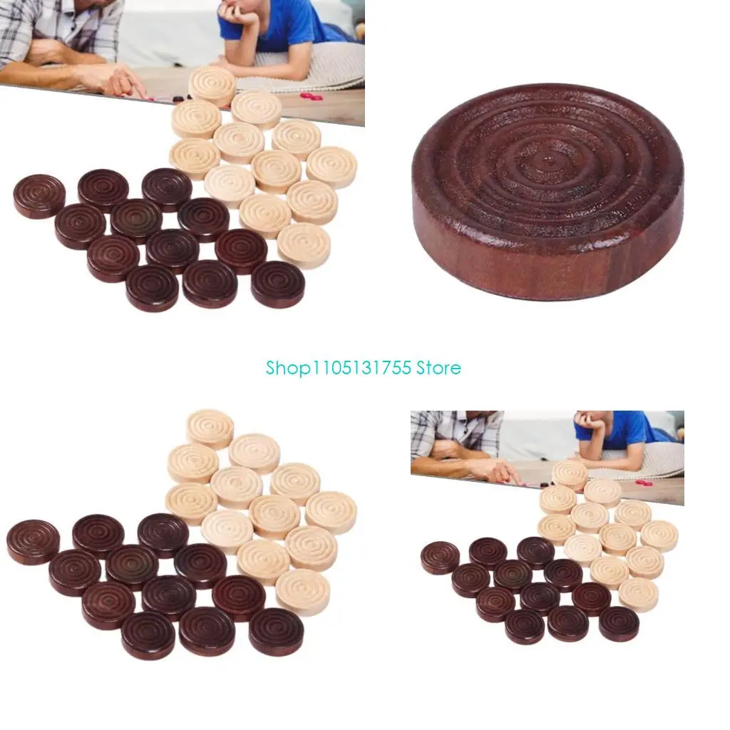 K0EF 24-teiliges Backgammon-Set aus Holz, Schachfiguren-Set aus Holz, Brettspiel-Tischchips
