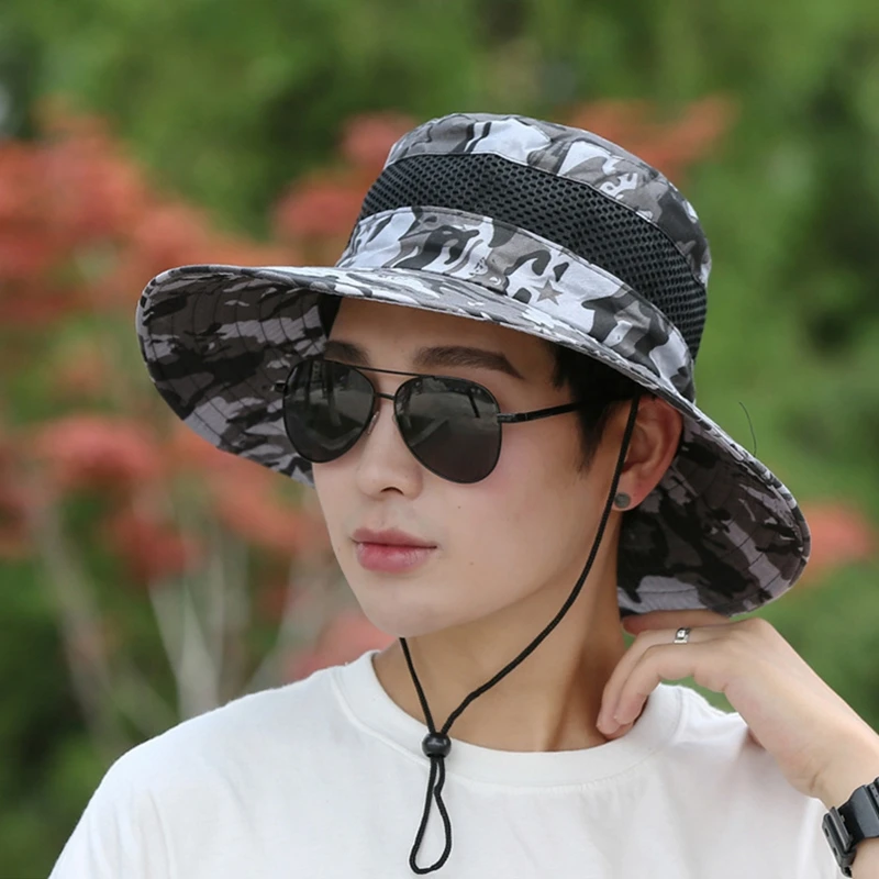 Men Fishing Hat Wide Brim Neck Cover Sun Protect Quick Drying Hiking Caps Outdoor Women Uv Protection Panama Cap