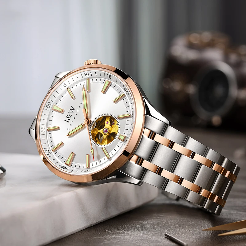 

КАРНАВАЛ брендовые механические часы, роскошные сапфировые часы со скелетом MIYOTA, автоматические наручные часы, водонепроницаемые для мужчин Montre Homme