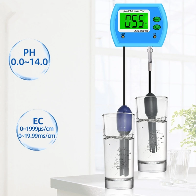 2 In 1 PH / EC Meter Water Quality Tester Multi-Parameter Water Quality Monitor Acidometer For Aquarium