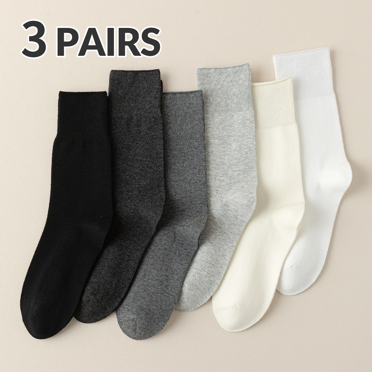 3 Paar Damen-Baumwollsocken für vier Jahreszeiten, einfarbig, einfach, modisch, vielseitig, College-Stil, bequem, atmungsaktiv, Mittelsocken