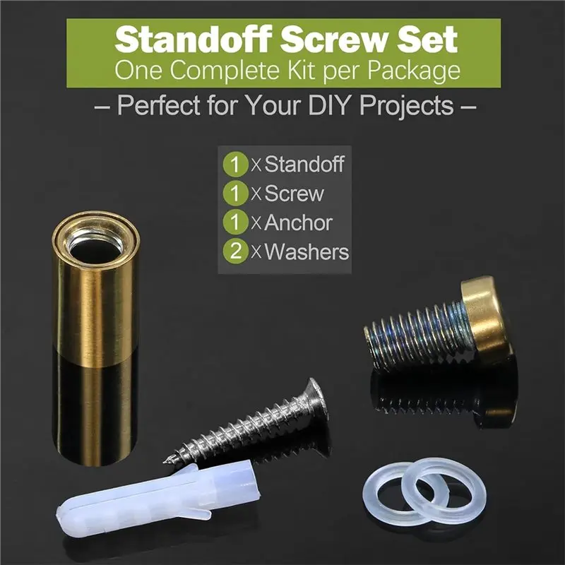 Wall Mount Hardware For Acrylic Glass For Gold Sign Standoff Screws, Stainless Steel, 19X25mm, 24 Pcs For Picture Frames