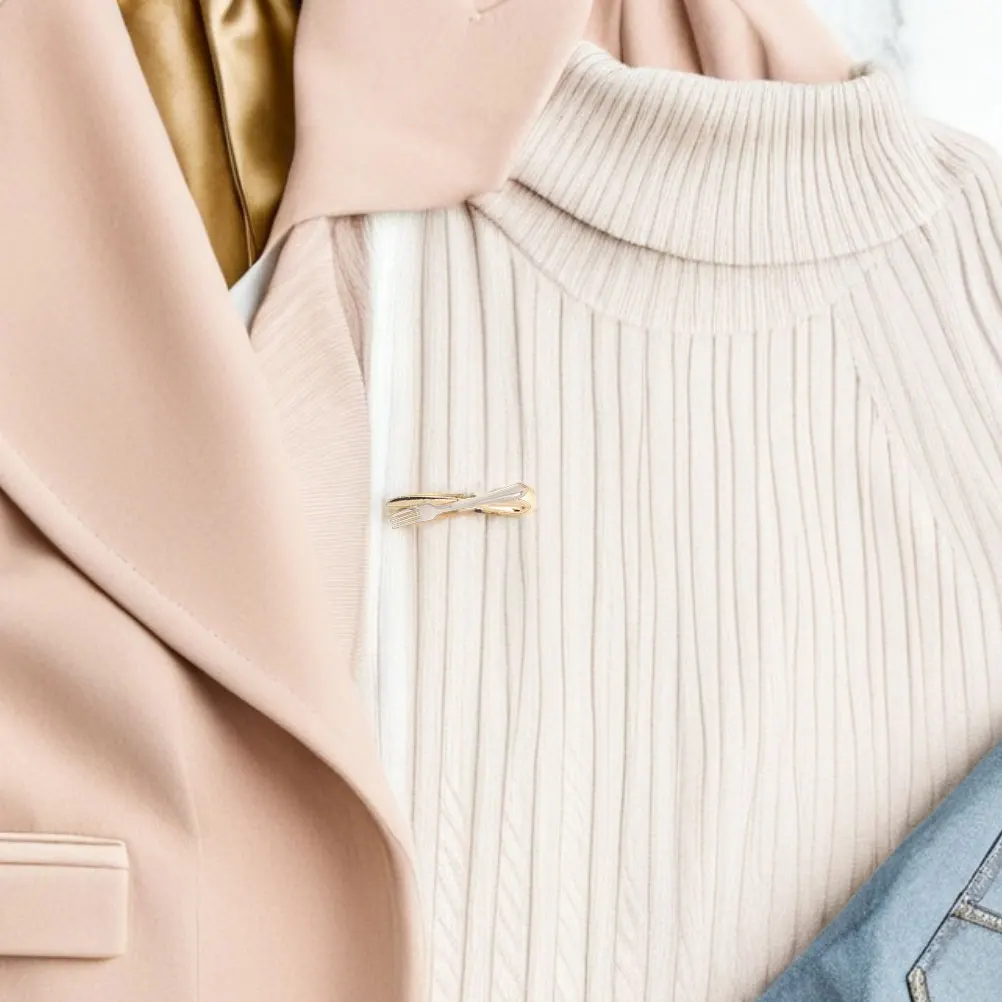 

2Pcs Men's Tie Clips Unique Cutlery Design Copper Material Secure Grip Formal Suit Accessories for Business Occasions