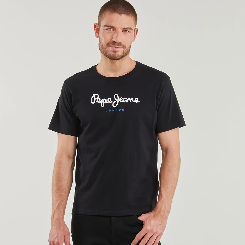 Pepe Jeans London Logo T Shirt Summer Men Kids Short Sleeve Popular Fashion 100% Cotton Tops Trendy Streetwears Tees Clothing
