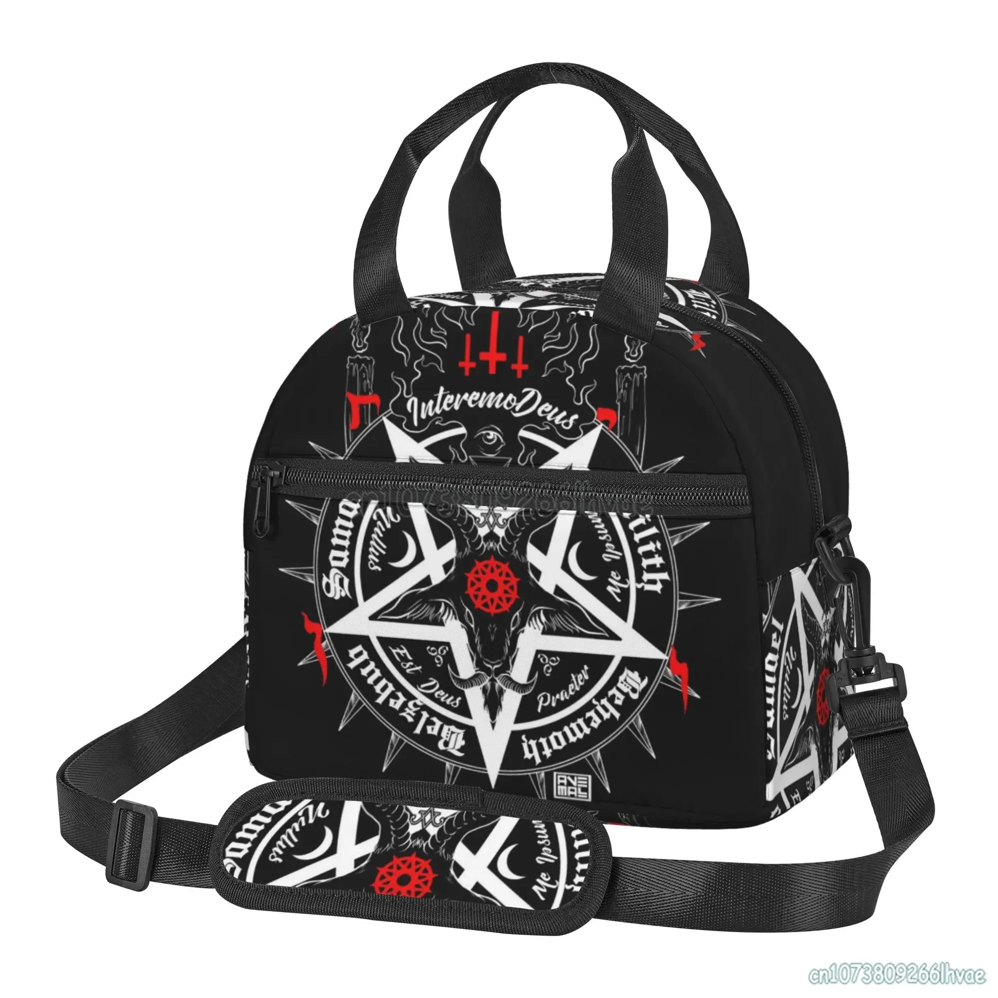 Black Satan Skull Women Dead Head Mystical Circle Esoteric Halloween Demon Insulated Lunch Bags Cooler Thermal Food Bento Bag