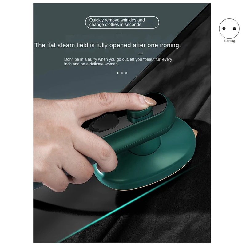 Mini handheld steam iron for home travel, fast heating clothing fabric wrinkle removal iron EU plug-A44I