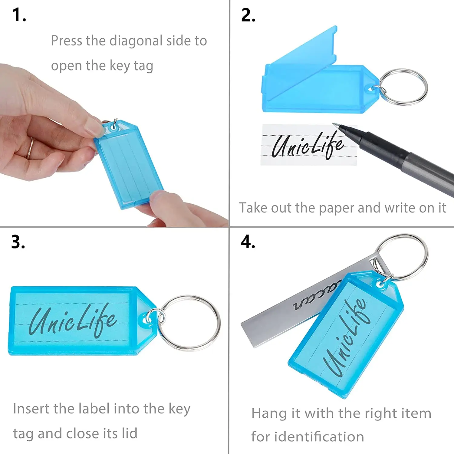 10-50pcs DIY 번호가 매겨진 이름 수하물 태그 ID 라벨 이름 태그에 대 한 분할 반지와 다채로운 플라스틱 키 체인 키 태그 레이블