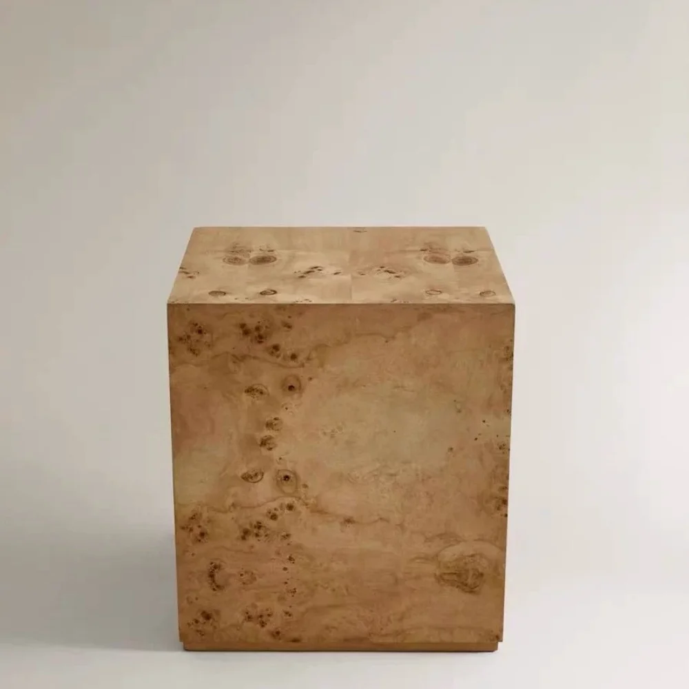 Log-style cubic-shaped side table, bedside table, small coffee table, decorative item view 6