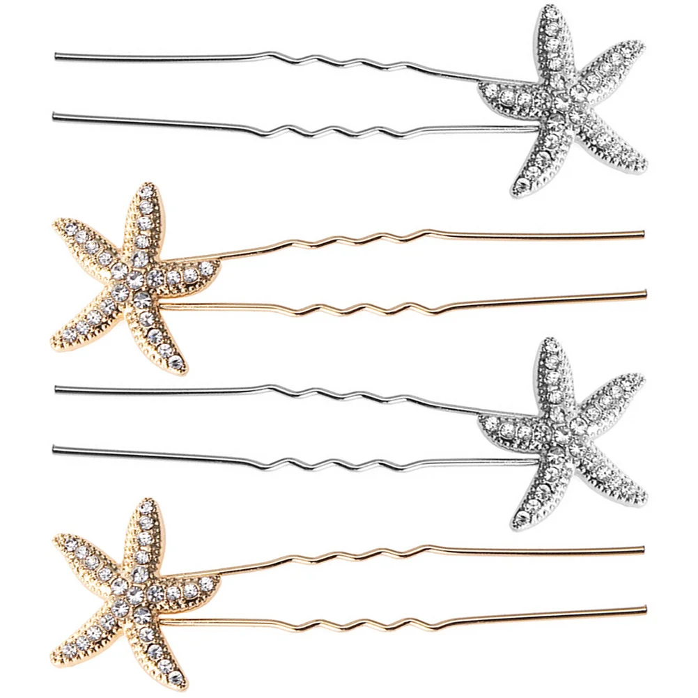 

4Pcs Hair Accessories Elegant Bridal Alloy Pins for Women Wedding Hairstyles Beach Theme Bridesmaid Party Prom