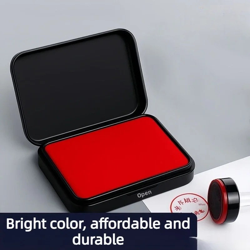 Large Red Oil Based Instant Dry Ink Pad, Fast Drying Refill Stamp Ink Box for Financial Accounting Office Supplies view 4