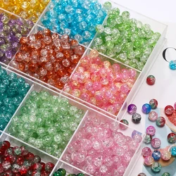 20-50pcs/lot Dark Color Transparent Cracked Glass Beads Round Bracelet Spacer Beads For DIY Necklace Jewelry Making Accessories