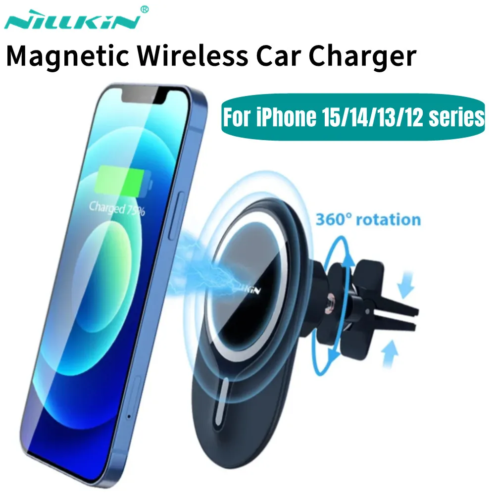 

Magnetic Wireless Car Charger Holder For iPhone 15 Pro Max Nillkin Fast Wireless Charger Phone Holder For iPhone 14 ProMax/13Pro