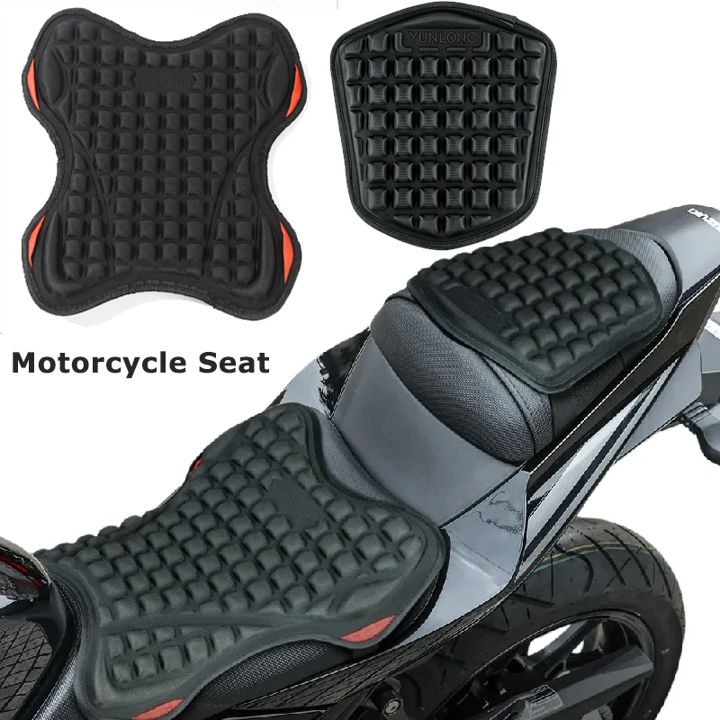 Black Comfort Gel Motorcycle Seat Pad Breathable Universal Shock Absorbing Cushion Bike Seat Cover for Advanced Mountain Riding