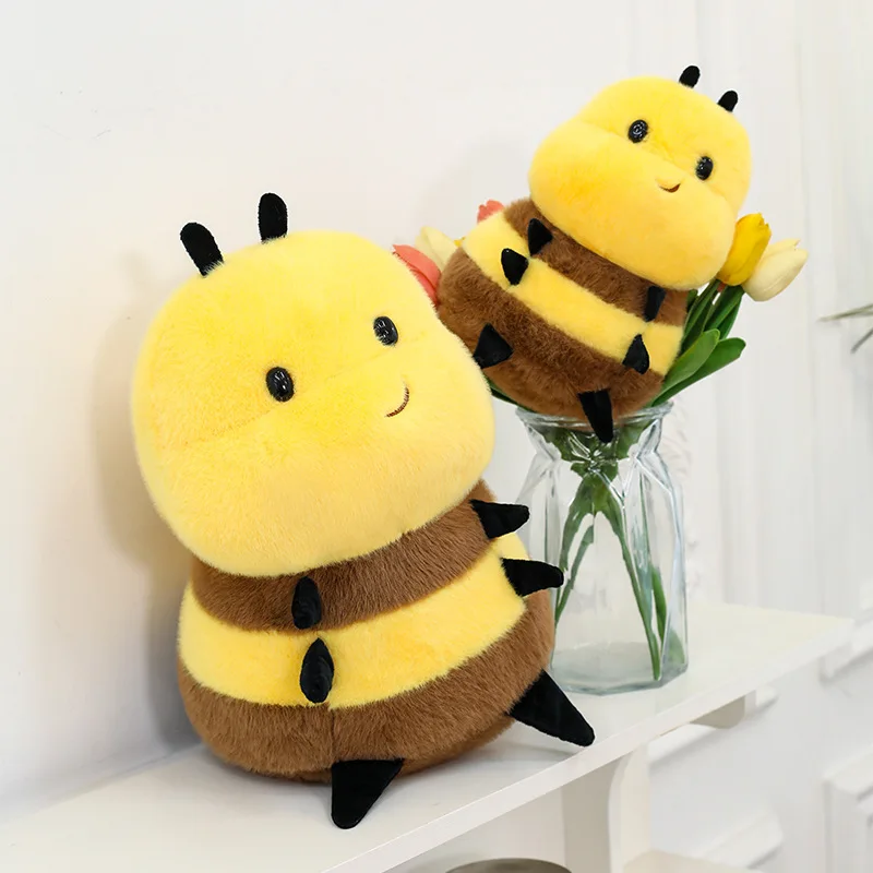 Cute Kawaii Little Bee Plush Toy Stuffed Doll for Kids Birthday Xmas Gift Adorable Bee Expression Soft Pillow Animal Baby Toy