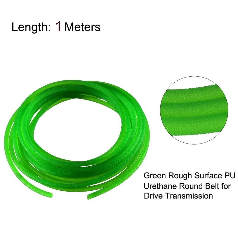 Meltable Cord PU Solid Round Belts 1 Meters Rough Surface Polyurethane Drive Belting Green 2/15mm Conveyor Drive Belt