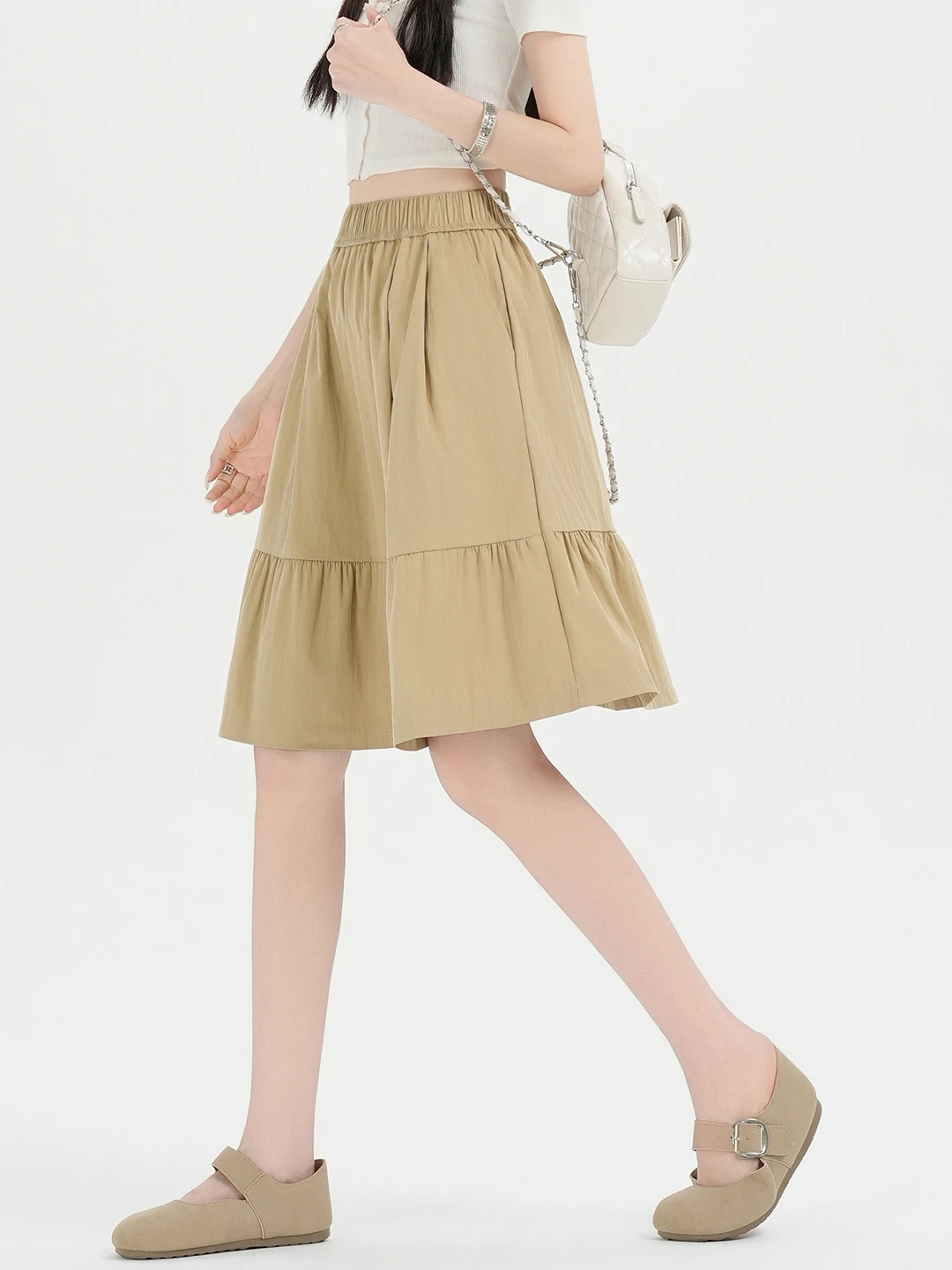 

Spring Summer 2026 Women's Mid-Length Lazy Versatile Fluffy Skirt High Waist A-Line Umbrella Skirt Casual Commute Style