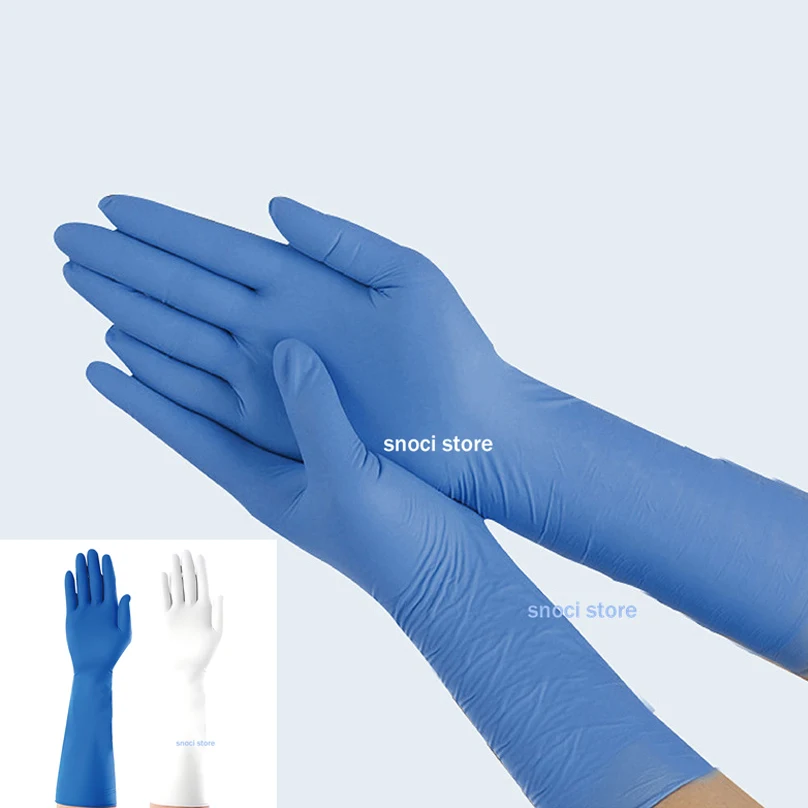 38cm Lab gloves chemical nitrile gloves acid and alkali resistant rubber latex waterproof disposable Lengthening gloves