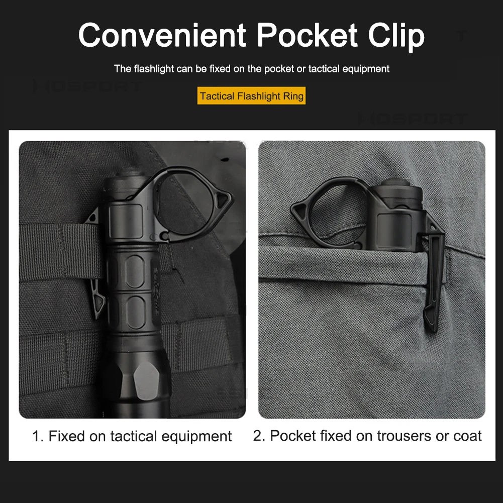 Flashlight Holder Anti-slip Finger Ring Flashlight Adapter Compatible Pocket Clip Accessories Outdoor Portable Equipment