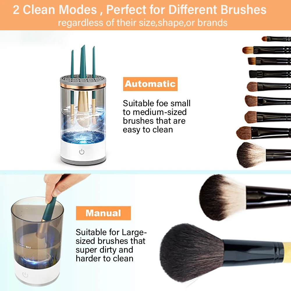 Electric Makeup Brush Portable Automatic Rotary Makeup Brush Cleaning Stand Lazy Washer Quick Dry Makeup Brush Cleaning Tools