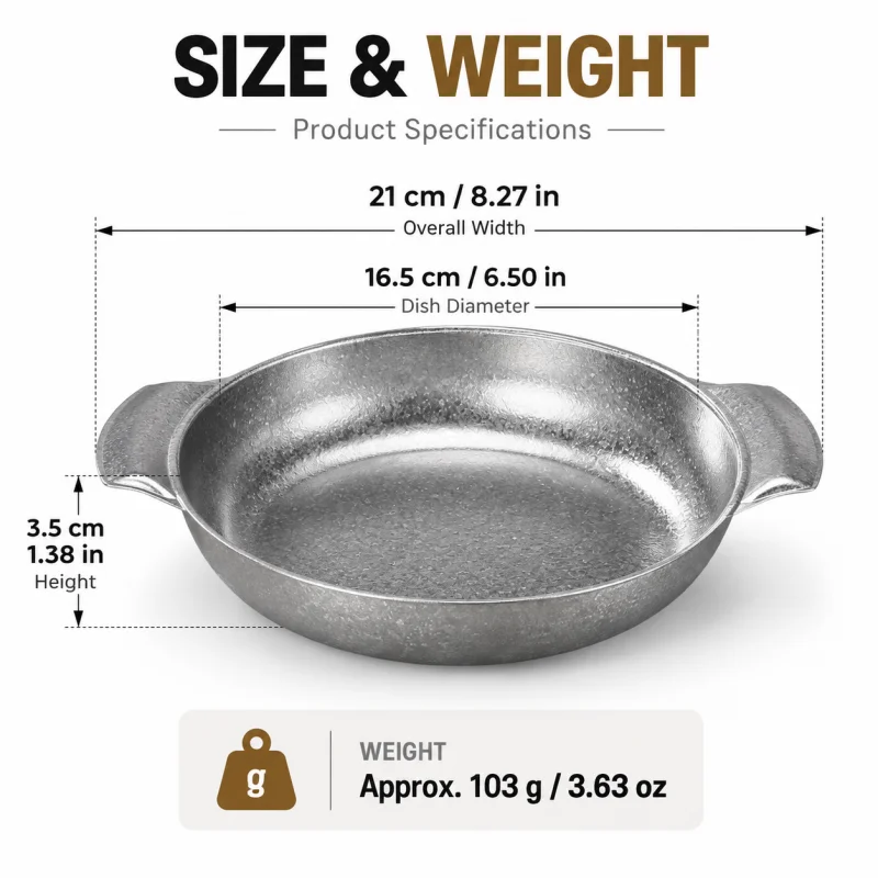 Pure Titanium Double Handle Serving Dish, Lightweight Camping Plate for Steak, Side Dishes, Snacks & Outdoor Dining