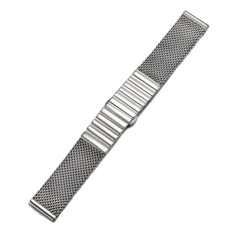 18mm 20mm 22mm 24mm Stainless Steel Straight End Shark Mesh Extended Deployment Clasp Watch Strap Band Fit For SKX ROX Watches