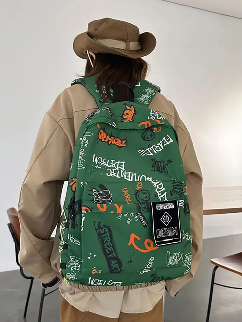 Neue koreanische Version Schult asche für Schüler der Mittel-und Oberstufe, trend iger cooler Harajuku-Rucksack, Graffiti-Rucksack im Ins-Stil