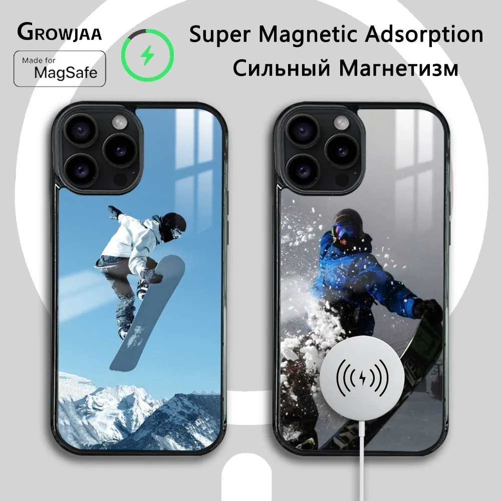 

Skiing Snow Snowboard Ski Phone Case For iPhone 16 15 14 13 12 11 Pro Max Plus Mini Magsafe Mirror Wireless Magnetic Cover