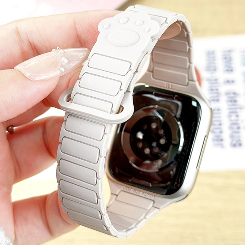 

Силиконовый ремешок для Apple Watch Band Ultra 49 46 мм 45 мм 44 42 41 мм 40 Магнитный браслет для браслета серии 11 10 9 8 7 6 SE 5 4