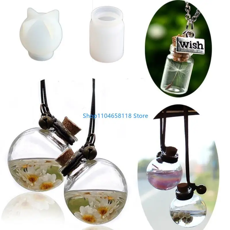 2 Pcs Crystal Epoxy Resin Small Bottle Storage Box Jewelry Cup Silicone Mold