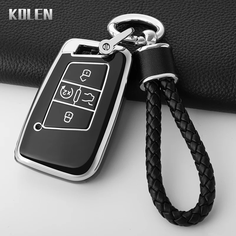 TPU Car Key Case Cover Shell Fob For Volkswagen VW CC Magotan Variant B8 Lavida Bora 5 Button Key Protector Accessories Keychain