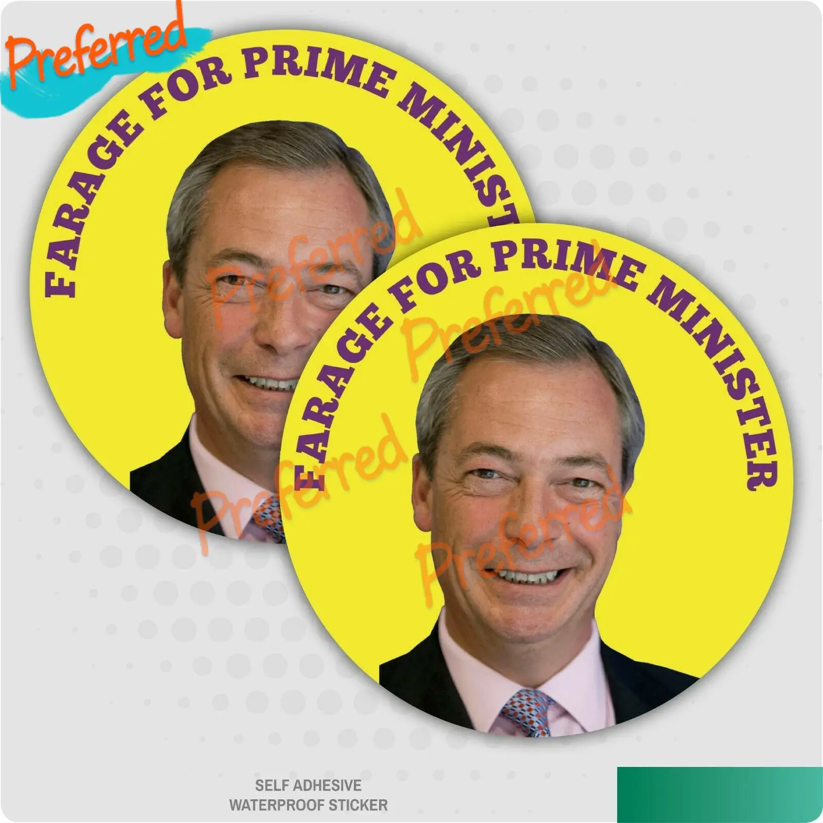 

2 X Nigel Farage for Prime Minister CarVan Sticker Leave European Union Brexit Wall Art Car Sticker Decals Vinyl Waterproof PVC
