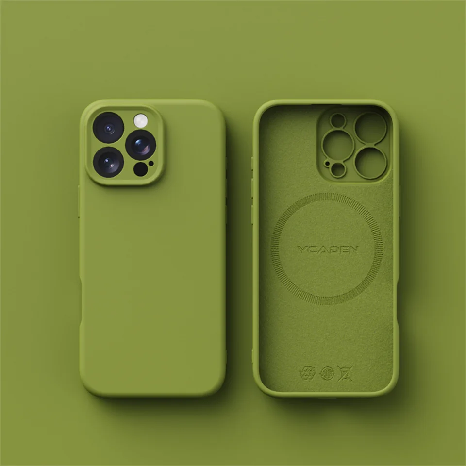 Funda de silicona líquida de lujo para Magsafe para iPhone 17 Air 16 Plus 15 14 13 12 Pro Max 17Pro carga inalámbrica cubierta suave 5